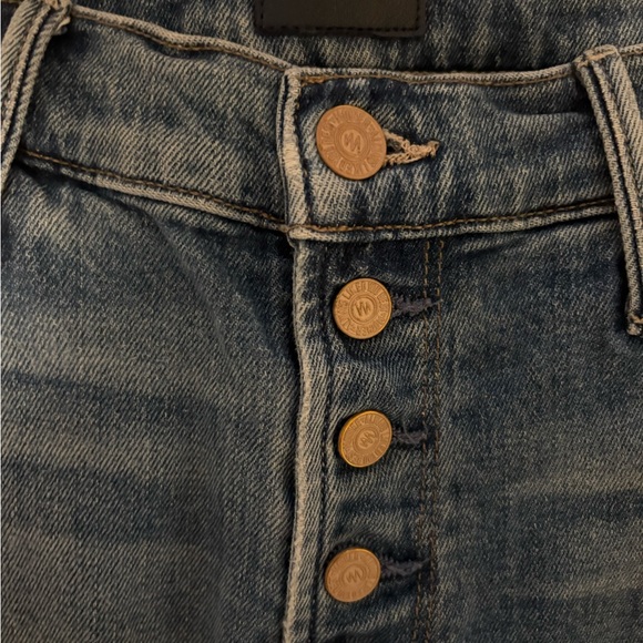 MOTHER The Pixie Dazzler Ankle Fray Distressed Button Fly Jeans - Picture 3 of 7